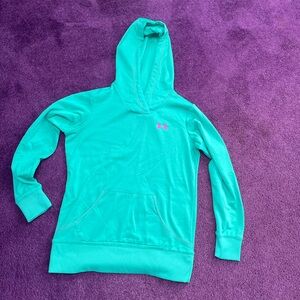 Under Armour Teal Pullover Hoodie with Pink Logo